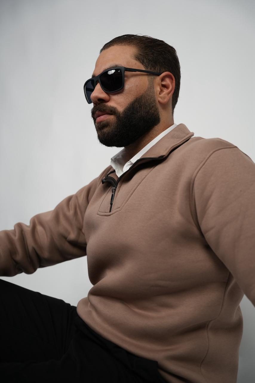 BEIGE QUARTER ZIPPER