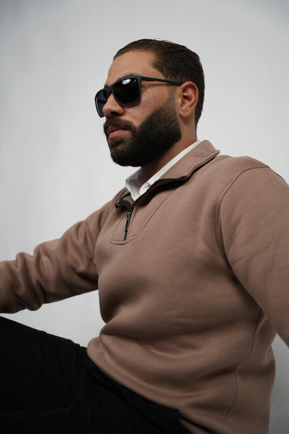 BEIGE QUARTER ZIPPER