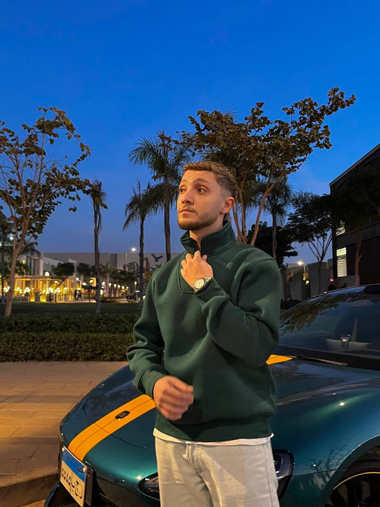 DARK GREEN QUARTER ZIPPER