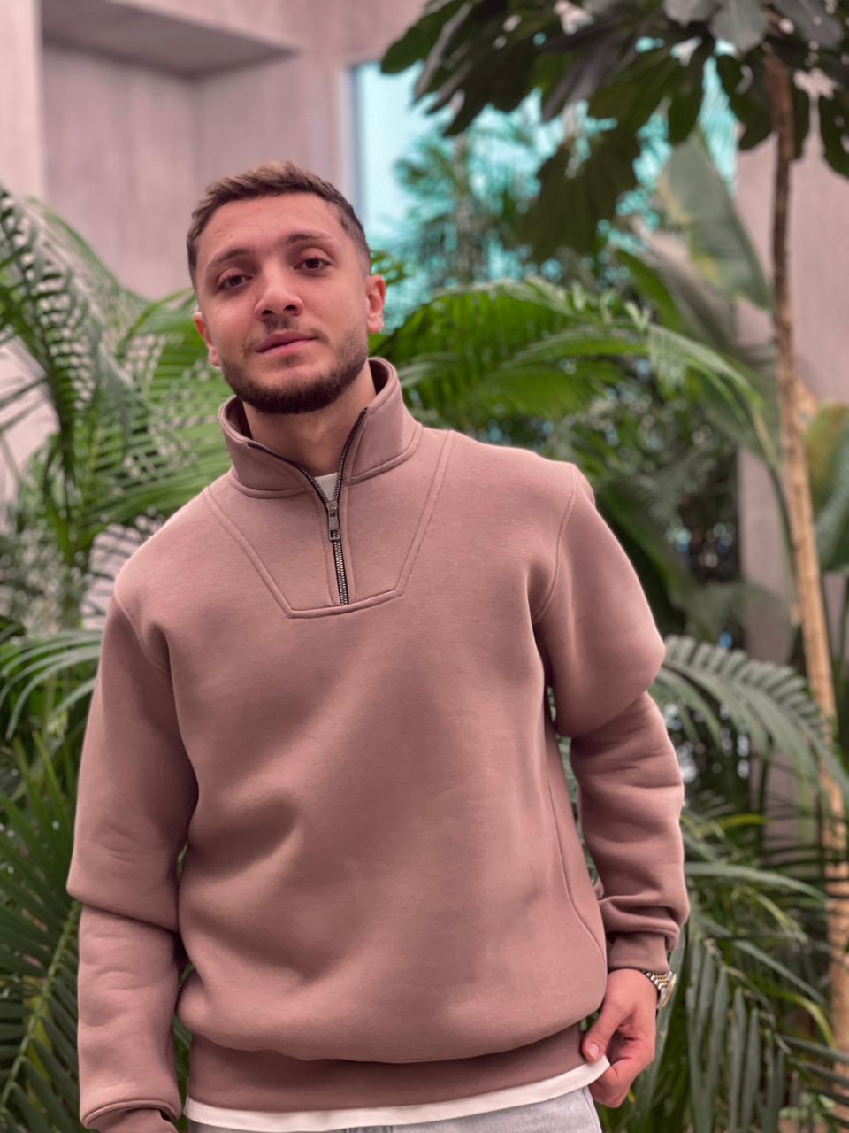 BEIGE QUARTER ZIPPER