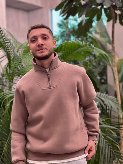 BEIGE QUARTER ZIPPER