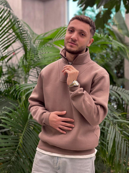 BEIGE QUARTER ZIPPER